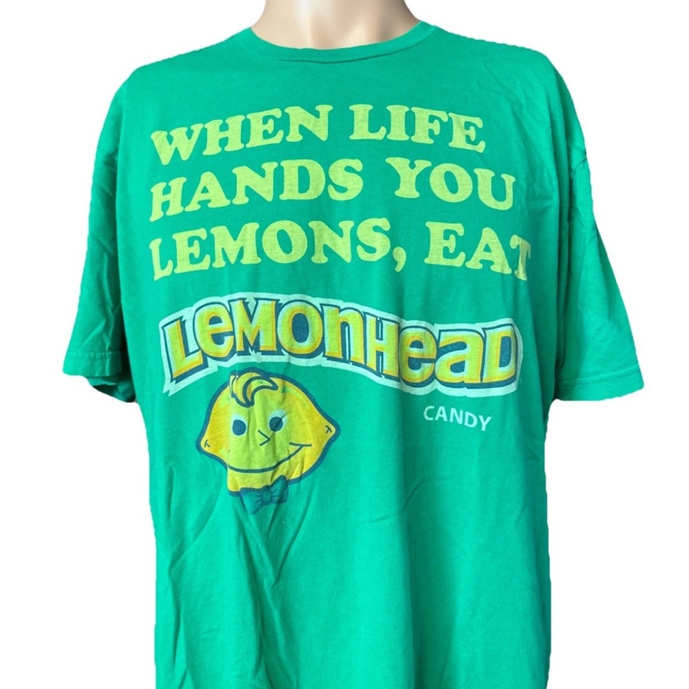 Vintage LEMONHEAD Candy When Life Hands You Lemons Eat Lemonhead Green Shirt XL